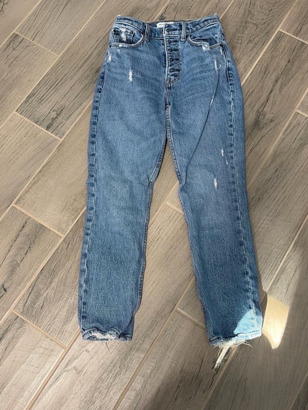 Abercrombie & Fitch Light Blue Boyfriend Jeans with Distressed Details